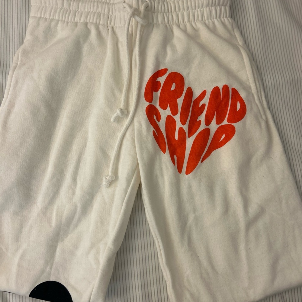 White Shorts with Red Heart Graphic